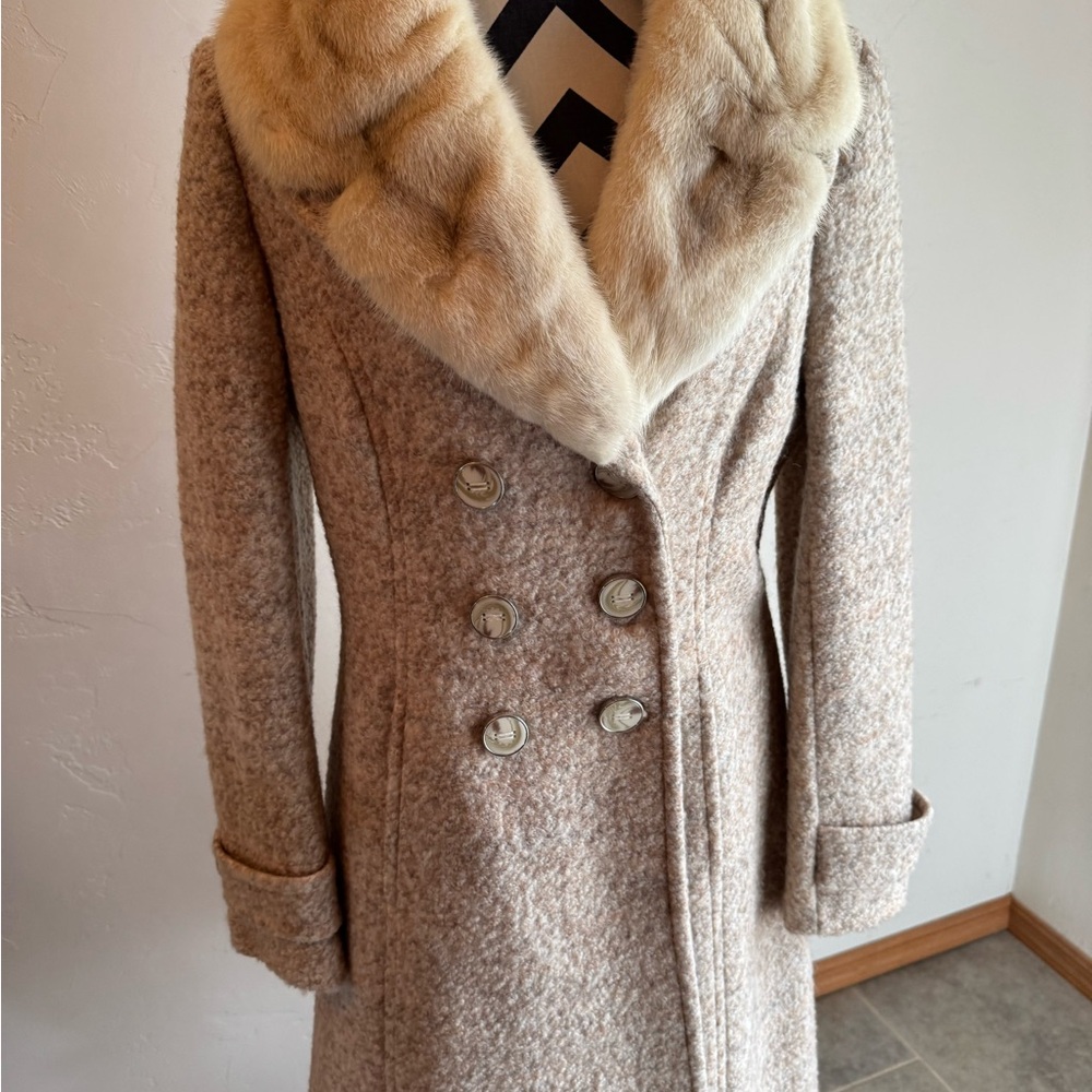 Custom Made Mink and Wool Double-Breasted Women's Coat